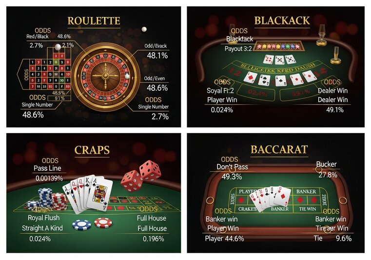 Casino games ranked by best odds and house edge